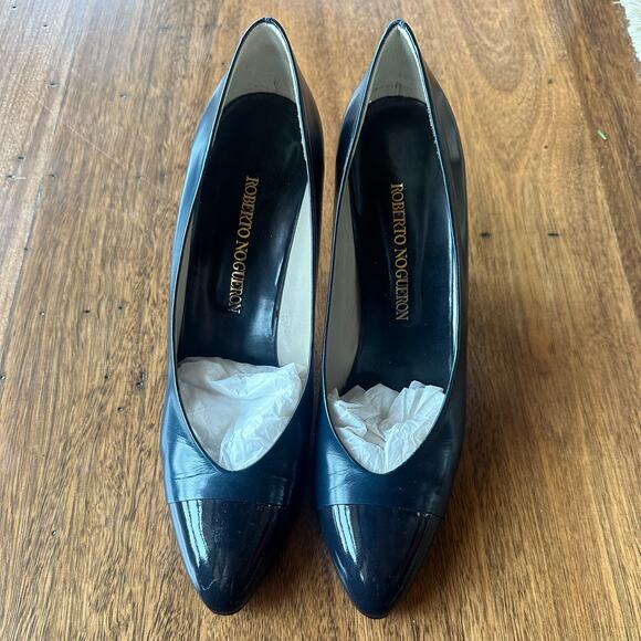 ROBERTO NOGUERON heels blue with black toe cover - Picture 1 of 5